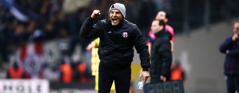 Head coach Pascal Dupraz of Toulouse celebrates