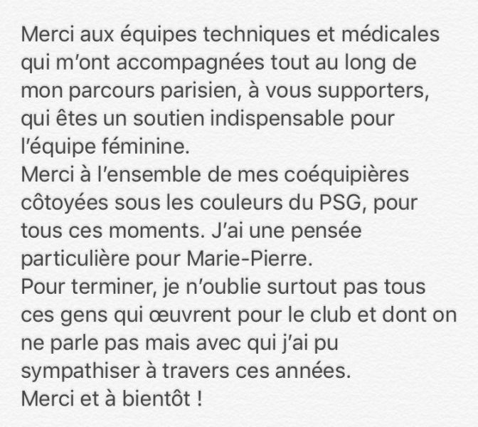 Féminines - Laura Georges annonce son départ du PSG avec un message émouvant