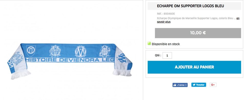 Une écharpe de l'OM avec le slogan du PSG