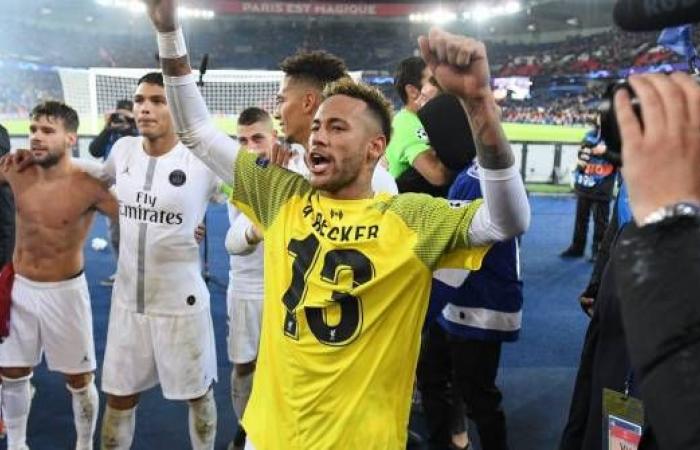 célébration PSG face à Liverpool