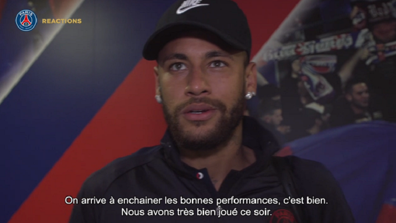 Neymar "On a réalisé un match consistant...Je suis très heureux de débuter cette saison avec deux buts importants"