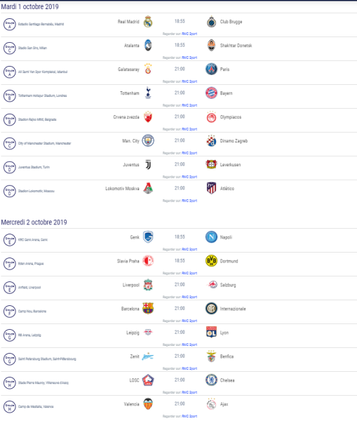 Le programme de la 2e journée de la Ligue des Champions : le PSG ce mardi soir, le LOSC reçoit Chelsea mercredi  