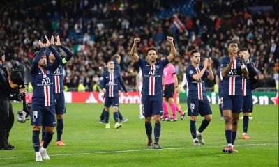 Joueurs du PSG lors de REAL Madrid / PSG