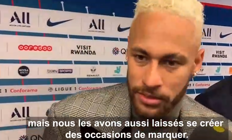 Neymar explique que le PSG peut jouer dans n'importe quel système et évoque son "affection immense" avec les supporters