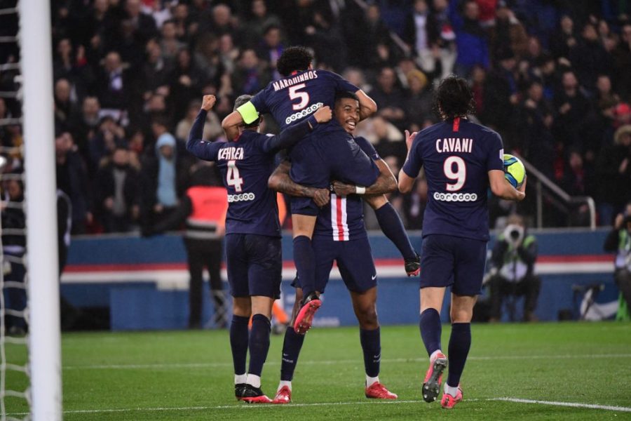 Célébration but Marquinhos PSG Bordeaux