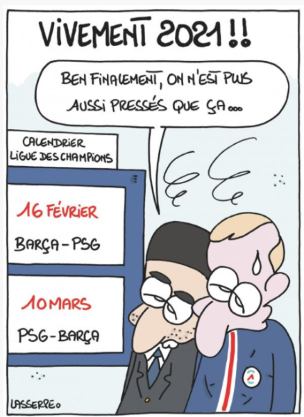 Le Dessin Humoristique De L Equipe Sur Le Psg Barca En 8e De Finale De Ldc