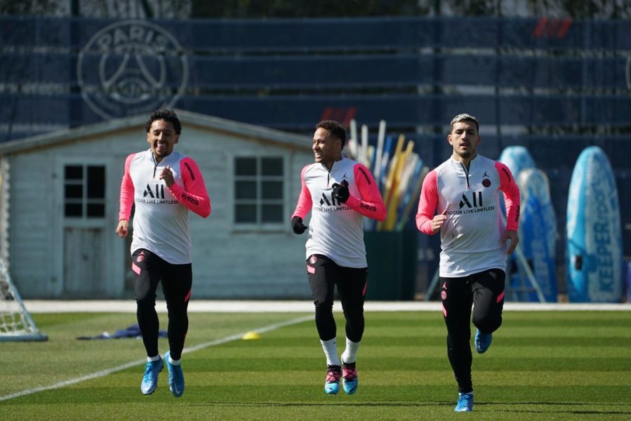 Marquinhos + Neymar + Paredes training