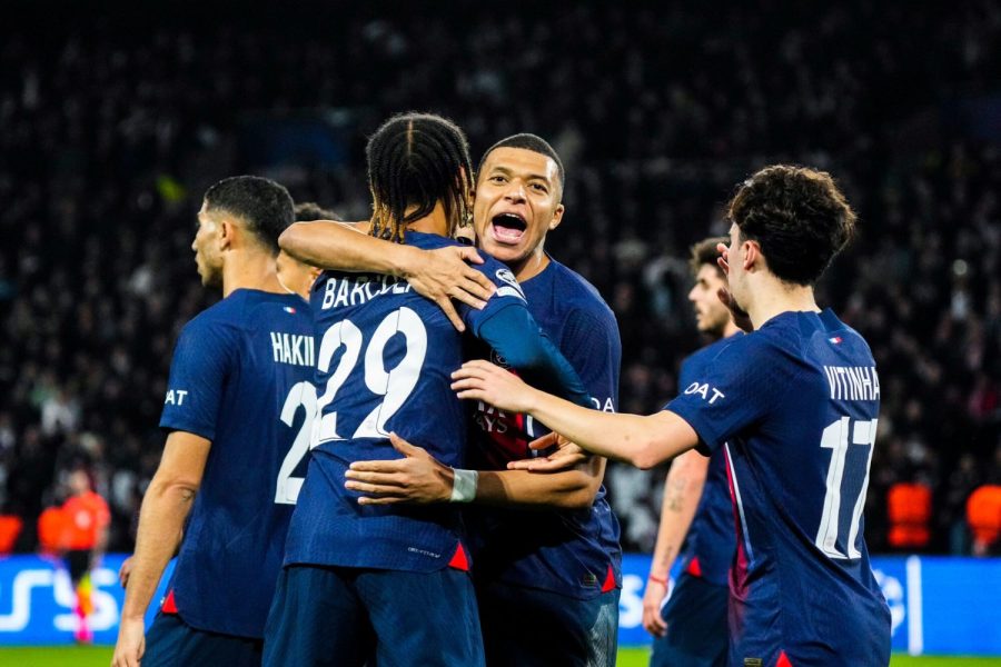 Barcola + Mbappé célébration but PSG/Real Sociedad