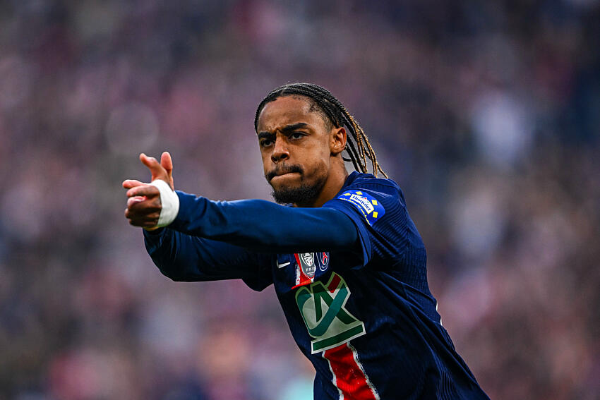 Bradley Barcola célébration but PSG/Reims