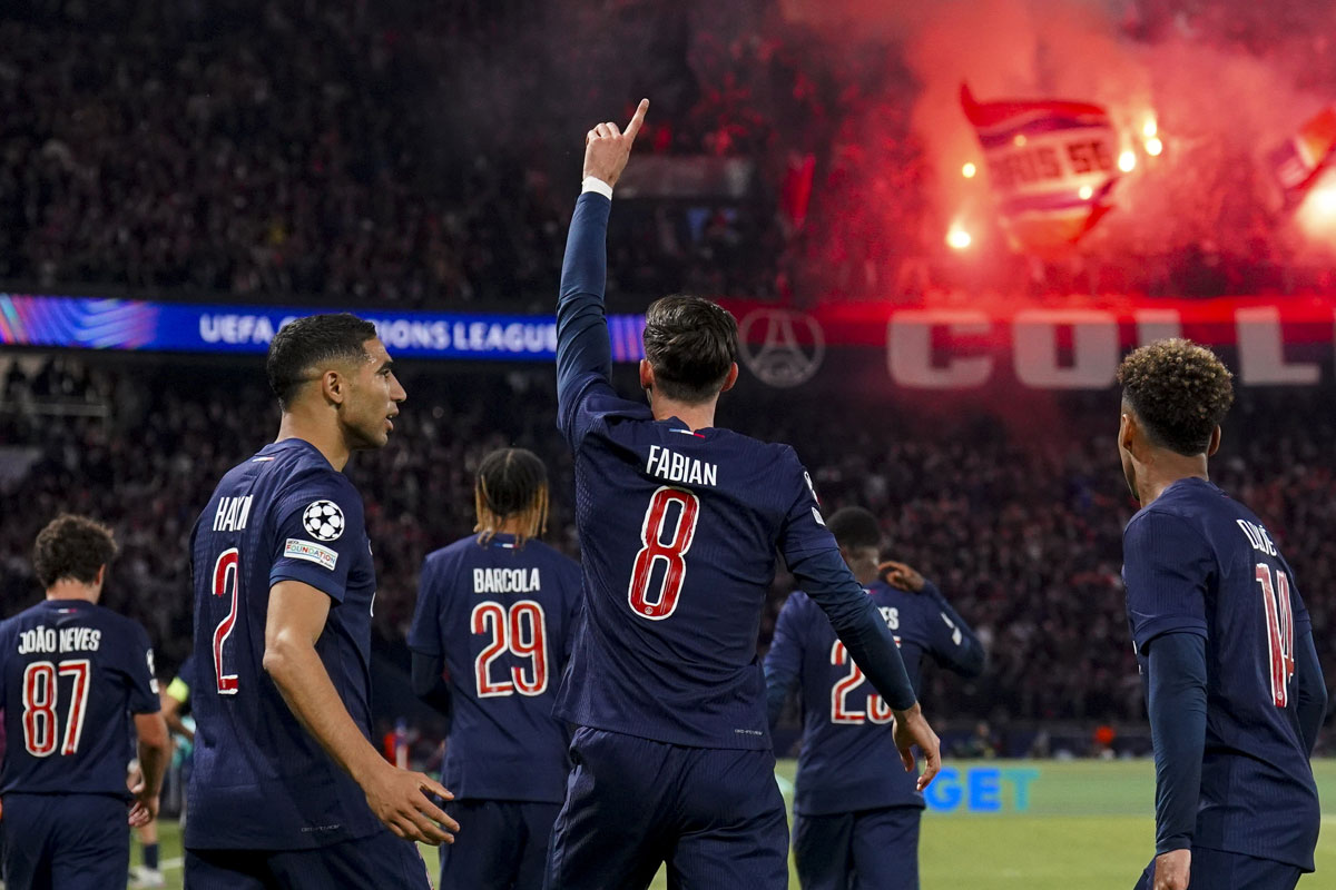 Célébration de but Fabian Ruiz PSG/Arsenal