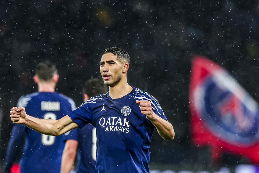 Célébration but Achraf Hakimi
