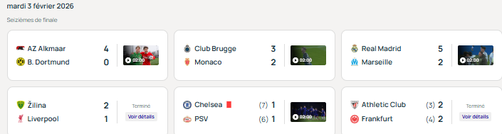 Youth League - Round of 32 results Youth League - Round of 32 results