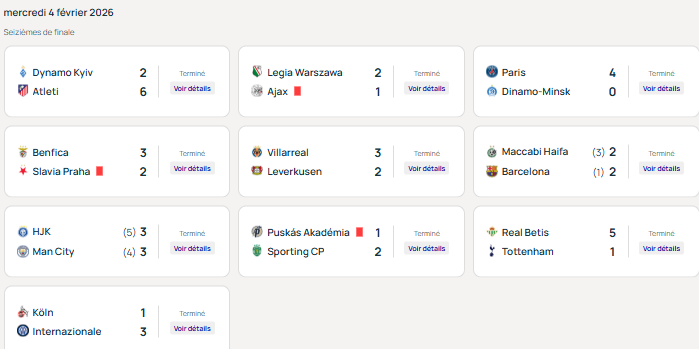 Youth League - Round of 32 results Youth League - Round of 32 results
